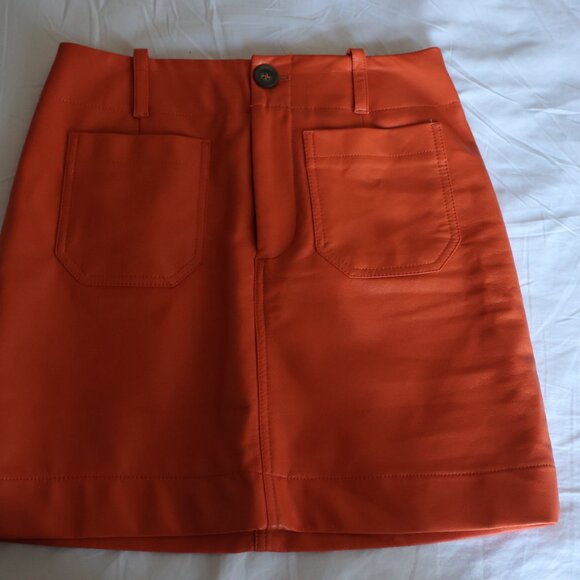 Orange Faux Leather Maeve Mini Skirt X-Small - Picture 4 of 10